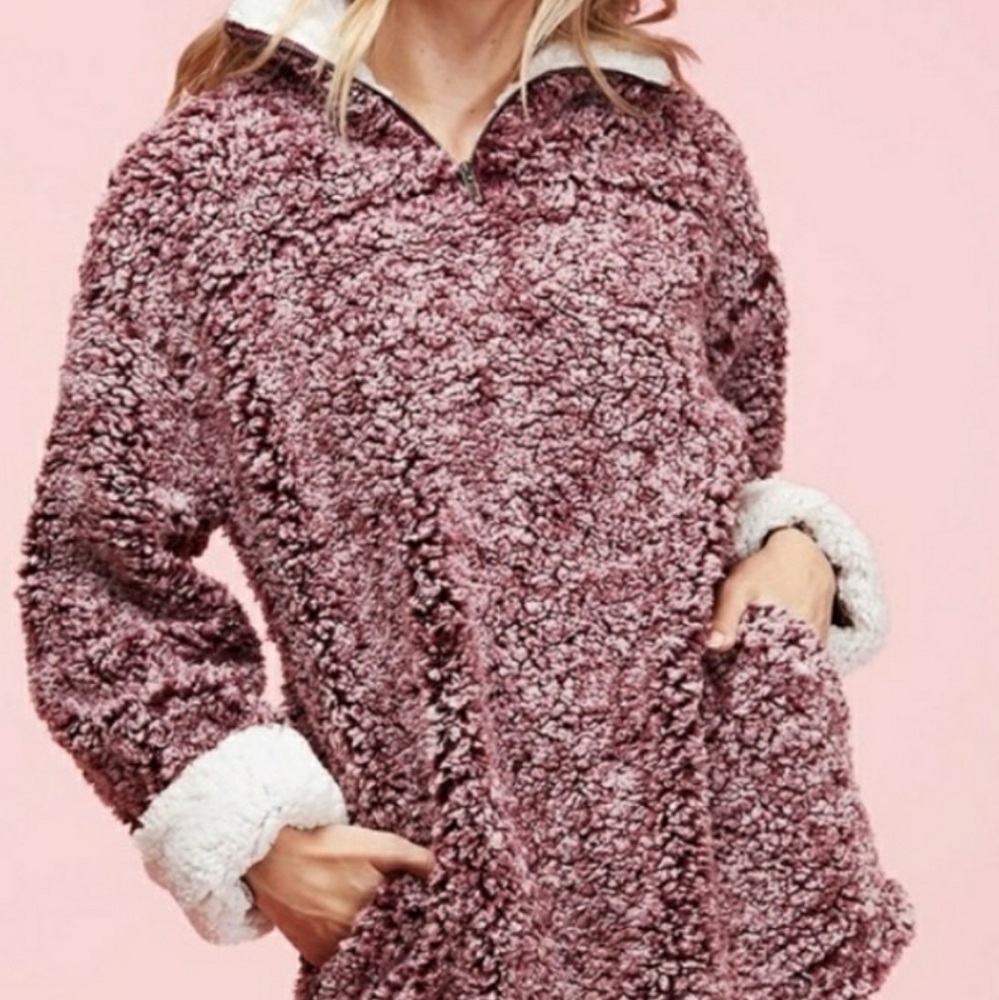 💕Host Pick 💕Pink Sherpa Quarter Zip